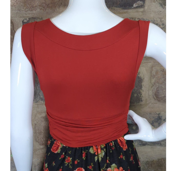 Gilli Sleeveless‎ Floral Skirt Dress Black Orange Woman's Size Medium Summer - Picture 6 of 11